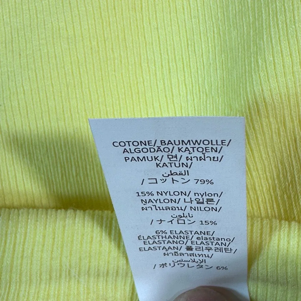 Alo Yoga Seamless Delight High Neck Bra NWT Womens Medium Sunshine Yellow Ribbed